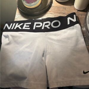 Nike Pro White Bike Shorts with Black Elastic Waistband